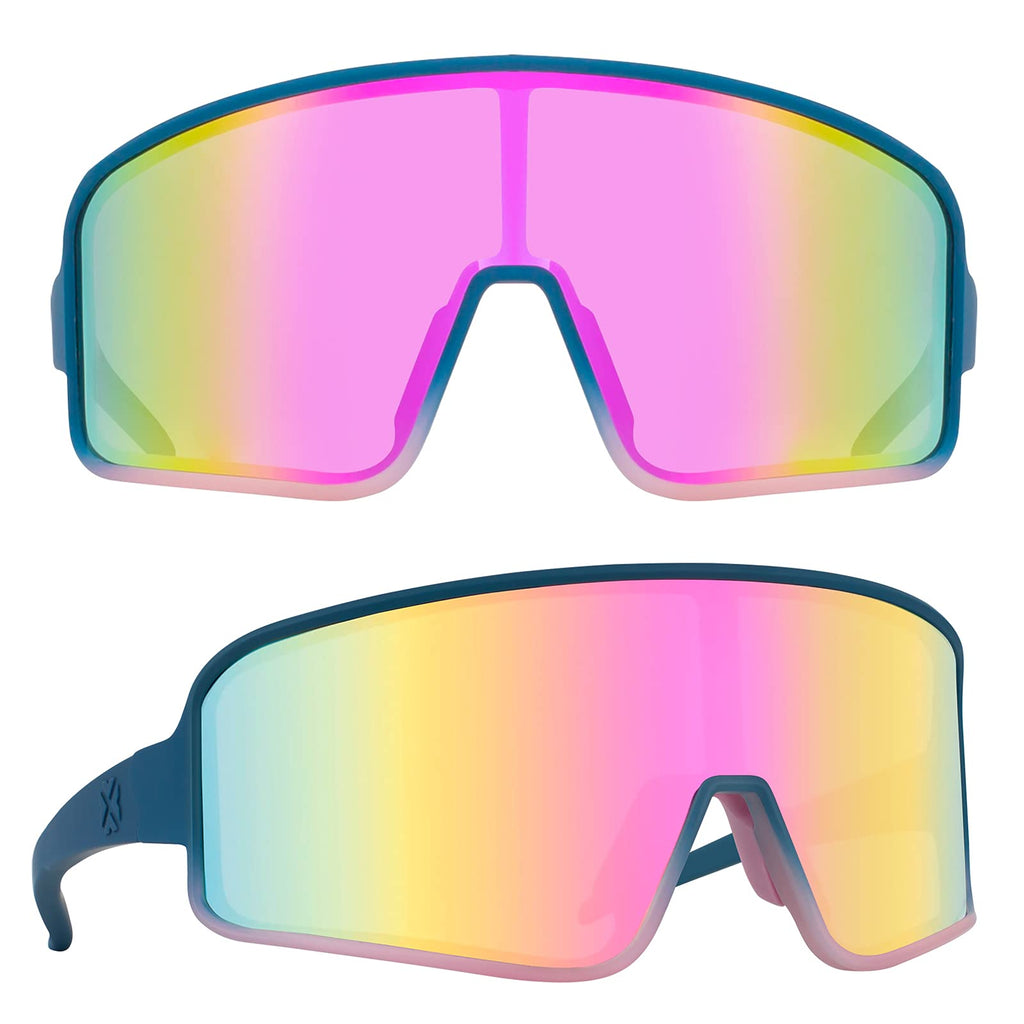 Maxjuli Polarized Sunglasses For Men Women, Windproof Outdoor Sports Cycling Running Uv400 Protection Sun Glasses (Solid Blue To