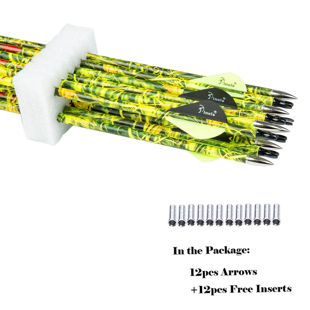 Pinals Archery 28 300 340 350 400 Spine Carbon Hunting Arrows For Compound Recurve Bow Practice Target 28 Inch Camo Arrow Shaft