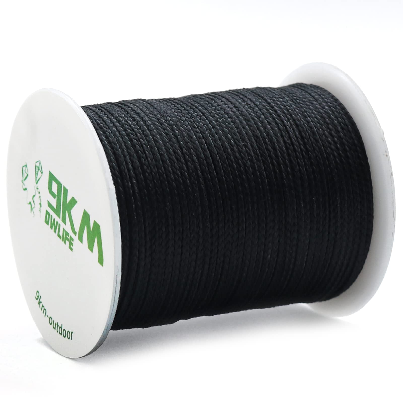 9Km Dwlife Black Kevlar Cord, High Tensile Strength, Flame Resistant, Braided Fishing Line, Wind Chime String, Kite Line, Campin