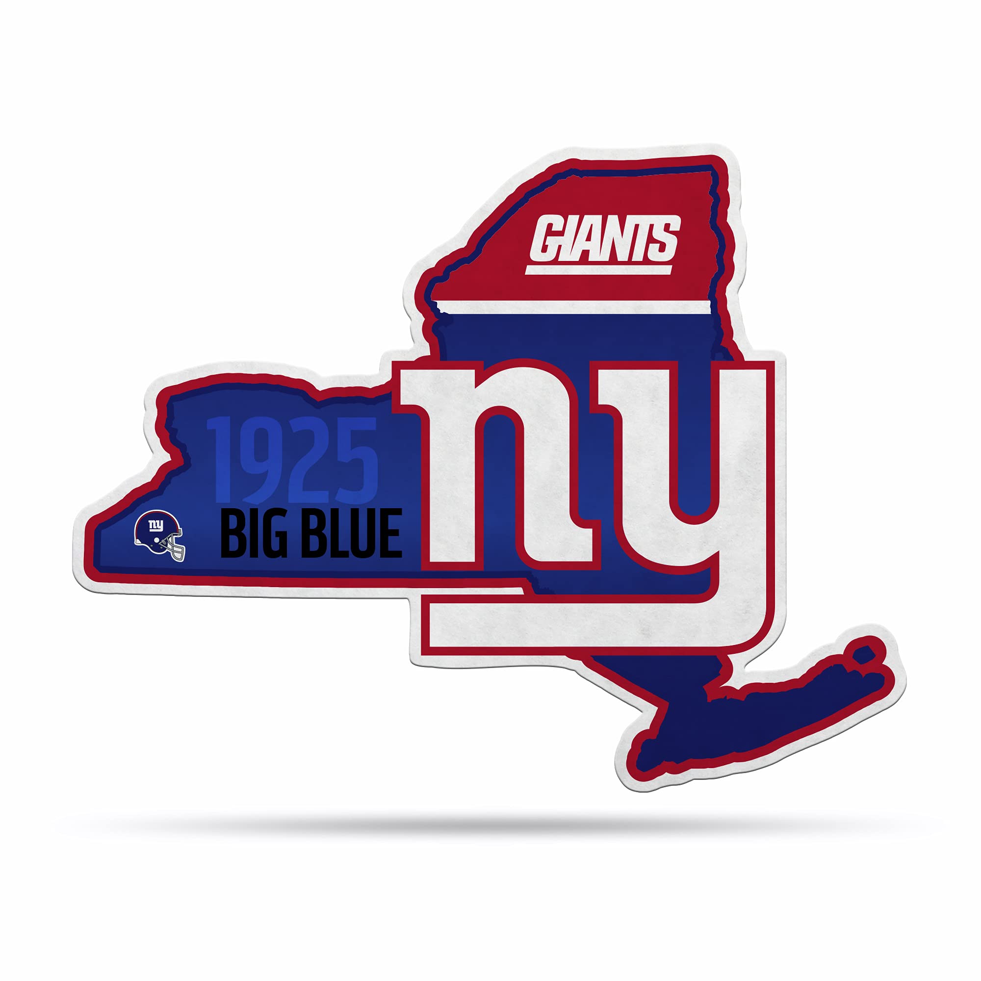 Rico Industries Nfl New York Giants State Shape Shape Cut Pennant - Home And Living Room D  Cor - Soft Felt Ez To Hang 18X0.10X1