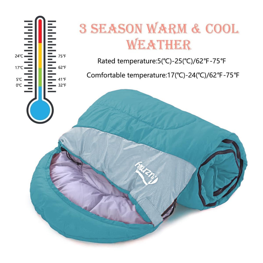 Camping Sleeping Bag 3 Seasons Lightweight &Waterproof With Compression Sack Camping Sleeping Bag Indoor & Outdoor For Adults &