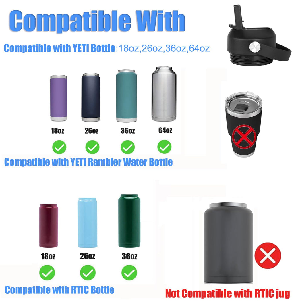 Poyaku Straw Lid For Yeti Rambler 12/18/26/36/46/64 Oz Chug Cap Replacement With Soft Handle For Rtic | Leakproof | Bpa Free | D