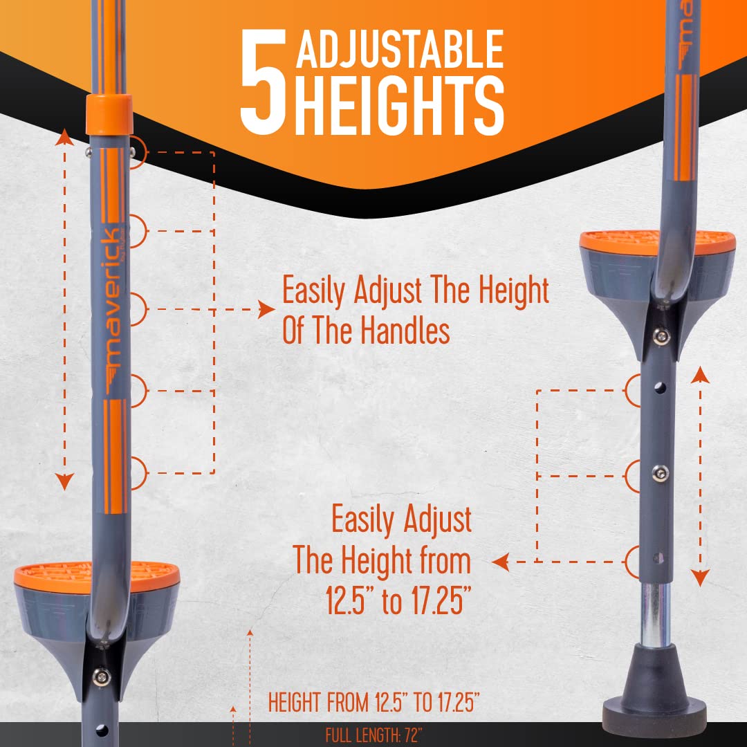 Flybar Maverick Walking Stilts for Kids - 5 Adjustable Heights, Sturdy, Easy Assembly, Wide Non-Slip Rubber Bottom Tip, Foam Gri