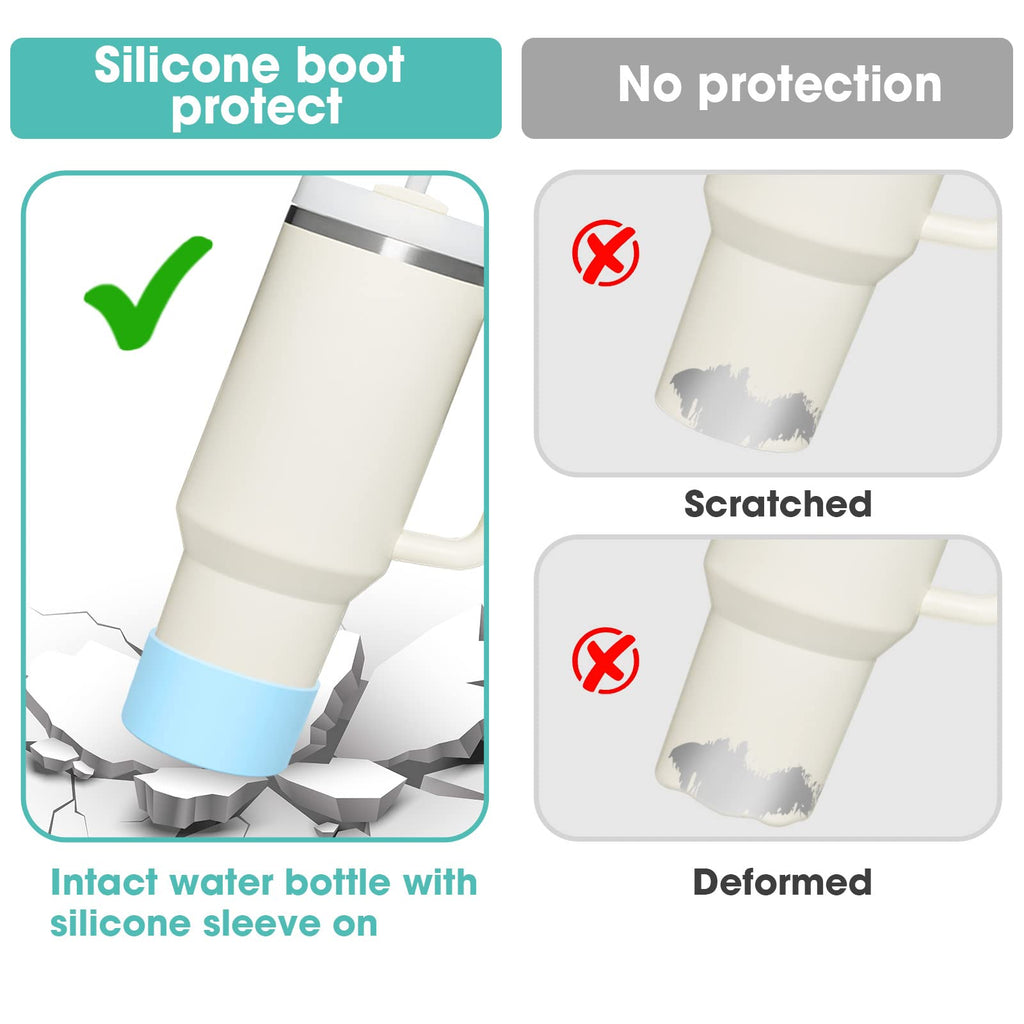 Airboat Upgrade 2PCS Protective Silicone Boot Bumper for Stanley Quencher Adventure 40oz 30oz IceFlow 20oz 30oz Tumbler, Water B