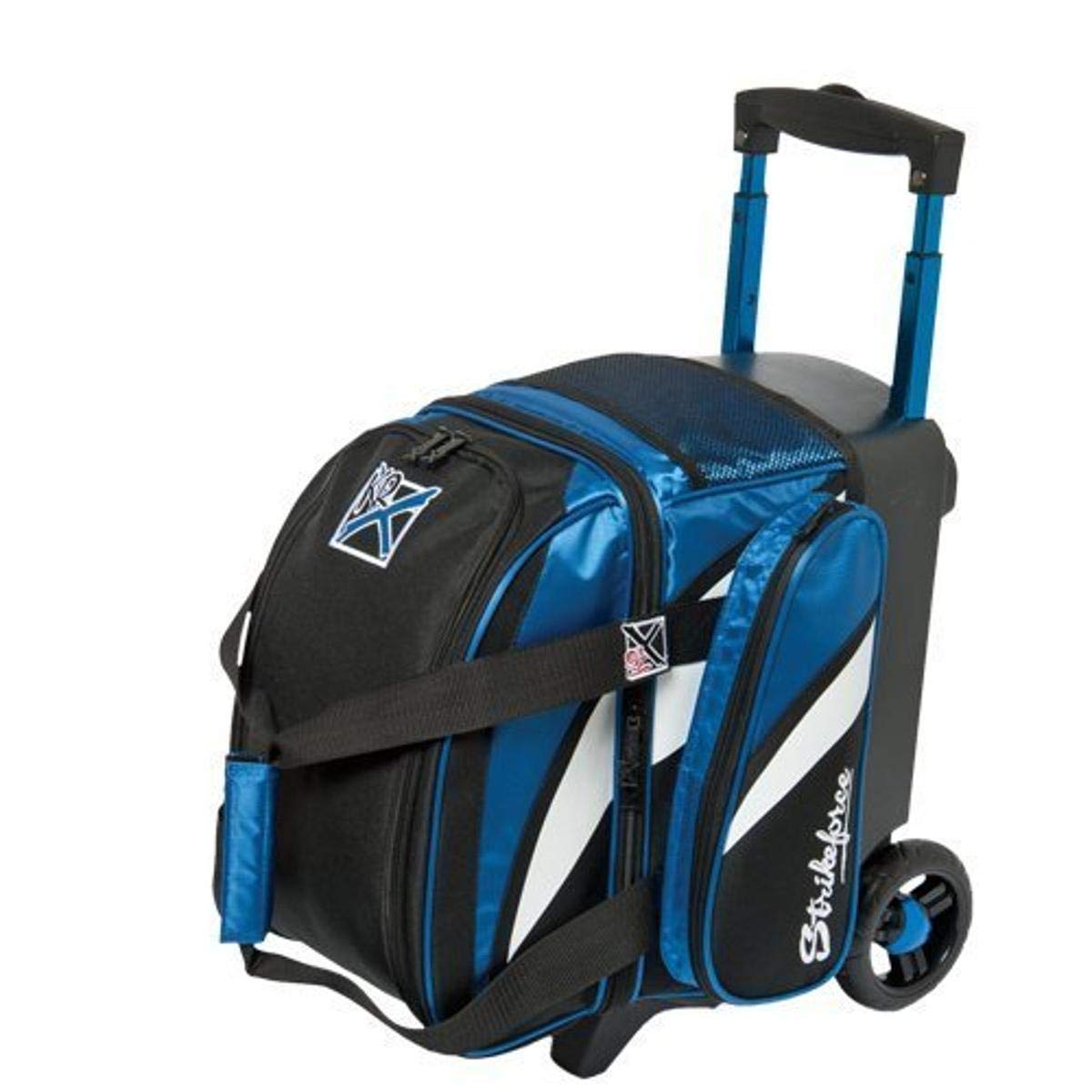 KR Strikeforce Cruiser Single Roller Bowling Bag with Top Shoe Compartment and Side Accessory Compartment (Royal/White/Black)