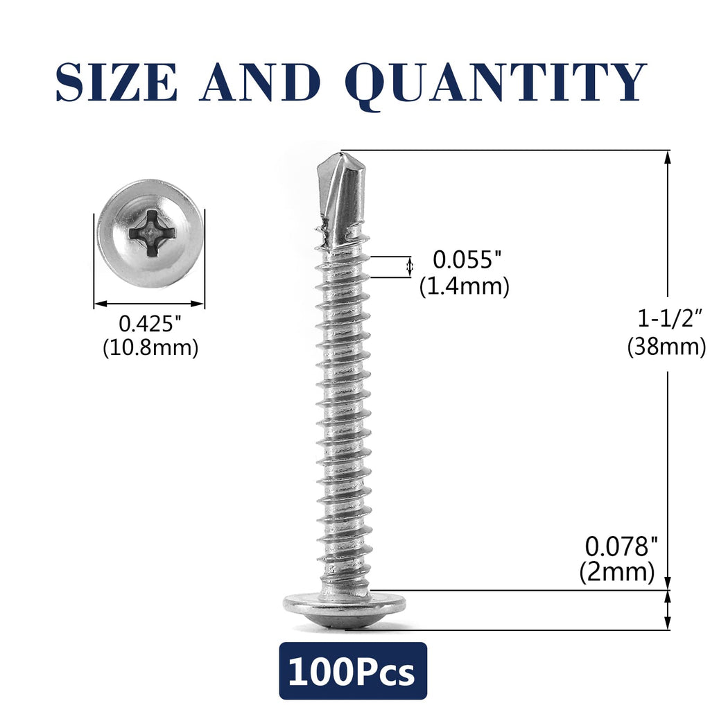 8 X 1-12 Sheet Metal Screws 100Pcs 410 Stainless Steel Truss Head Fast Self Tapping Screws By Sg Tzh
