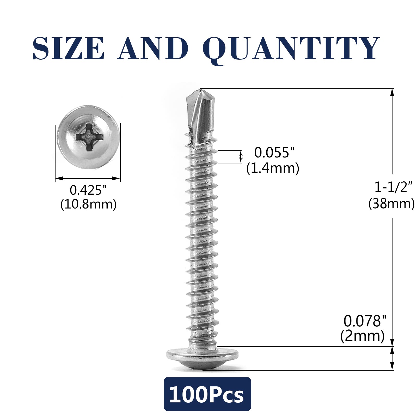 8 X 1-12 Sheet Metal Screws 100Pcs 410 Stainless Steel Truss Head Fast Self Tapping Screws By Sg Tzh
