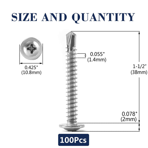 8 X 1-12 Sheet Metal Screws 100Pcs 410 Stainless Steel Truss Head Fast Self Tapping Screws By Sg Tzh