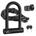 Sportneer Bike Lock Set Heavy Duty Bike U Lock With 5 Ft Security Steel Cable, 17Mm Shackle Bicycle U-Locks With Keys And Sturdy