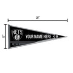 Rico Industries Nba Basketball Brooklyn Nets Personalized - Custom 12'' X 30'' Soft Felt Pennant - Ez To Hang