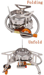 Dzrzvd Windproof Portable Backpacking Stove Burner With Piezo Ignition,Stove Adapter,Plastic Storage Box,Strong Firepower,Lightw