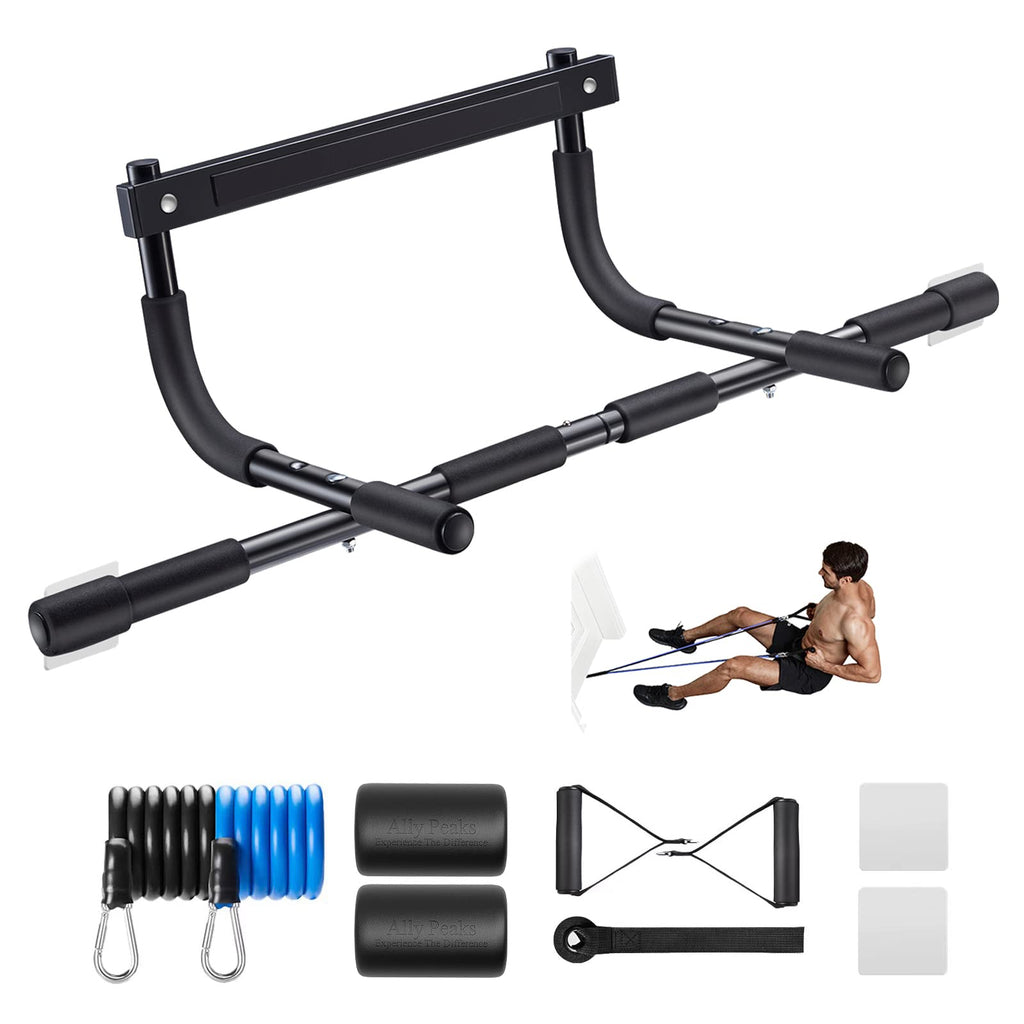 Ally Peaks Pull Up Bar For Doorway | Thickened Steel Max Limit 440 Lbs Upper Body Workout| Multi-Grip Strength| Indoor Chin-Up B