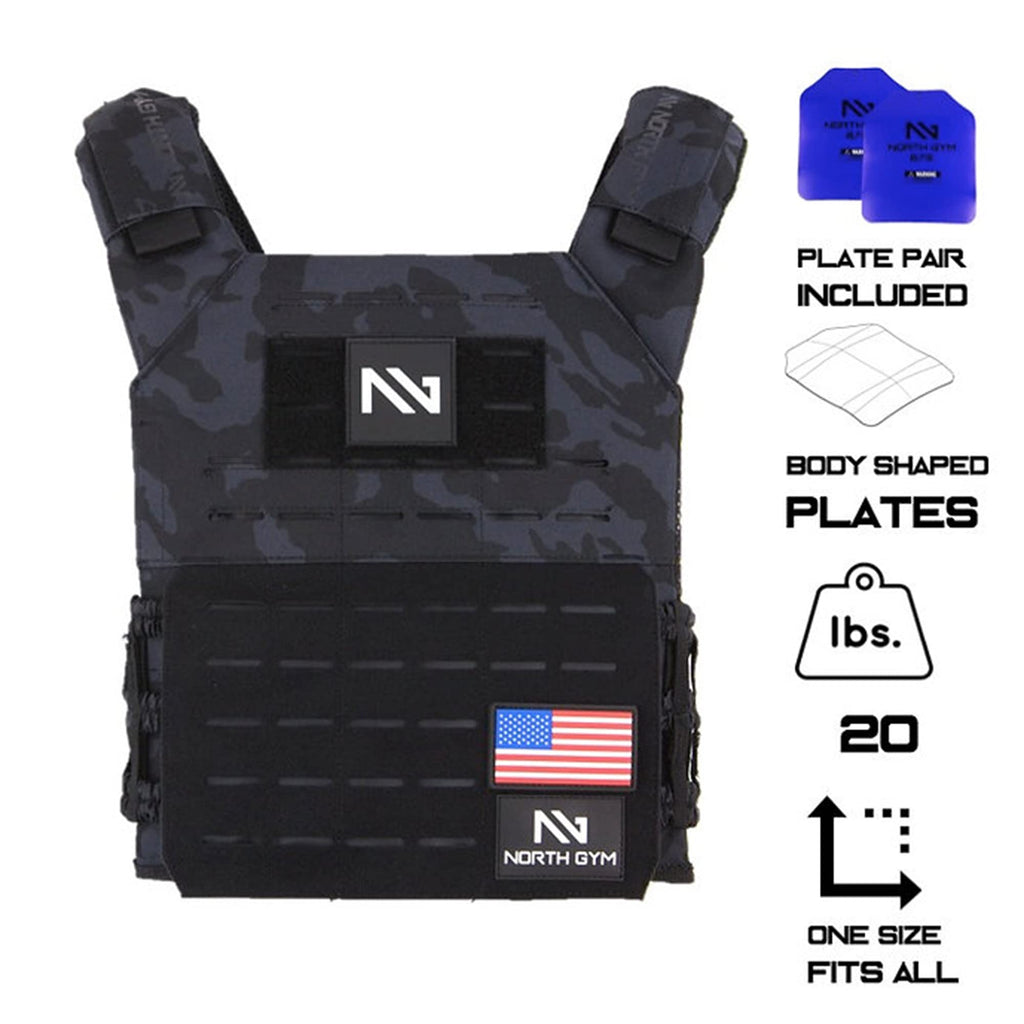 Northgym Adjustable Fitted 20Lbs Weighted Vest For Men And Women/Perfect For Endurance & Strength Training And Wods In Black Cam