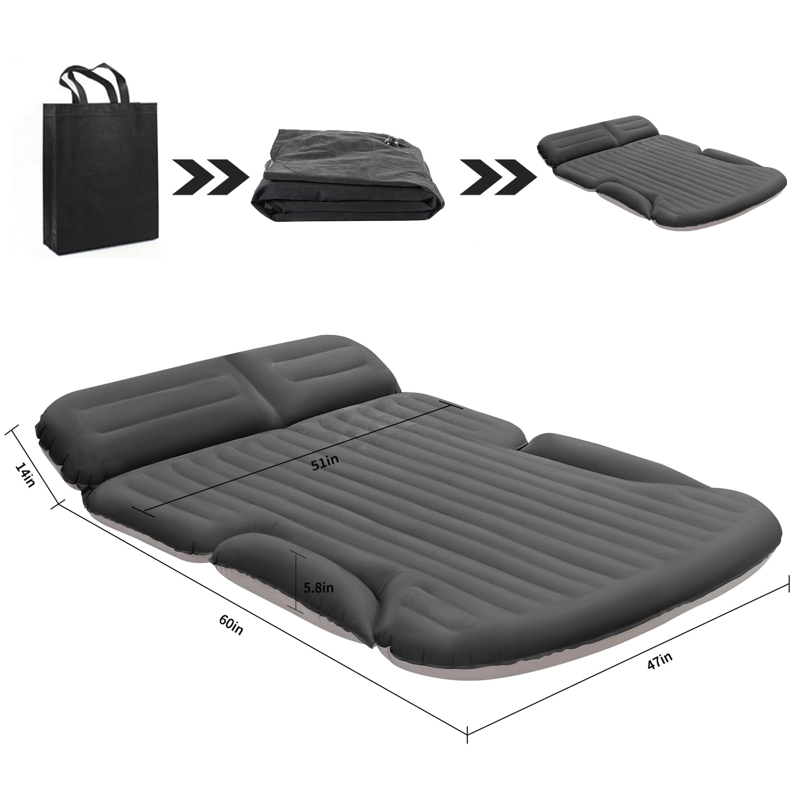 Kmz Suv Air Mattress Thickened And Double-Sided Flocking Travel Camping Bed With 2 Pillows & Electric Pump Dedicated Mobile Cush