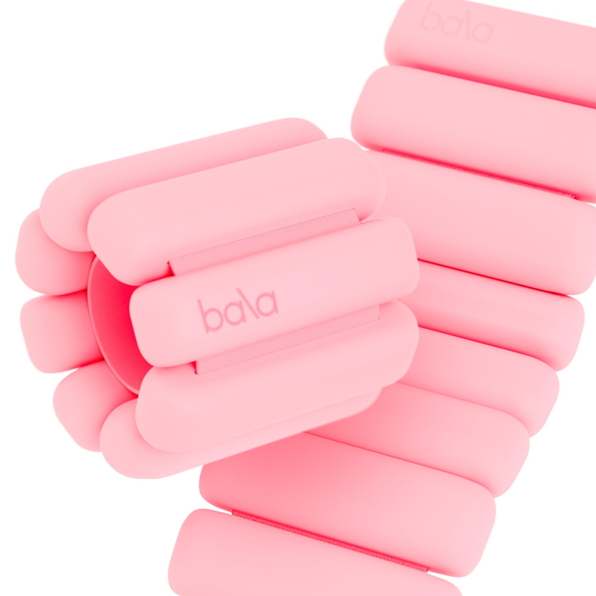 Bala Bangles Wrist & Ankle Weights for Women & Men (Blush) - 1 Pound Adjustable Silicone Weighted Bracelet Set for Gym, Yoga, Pi