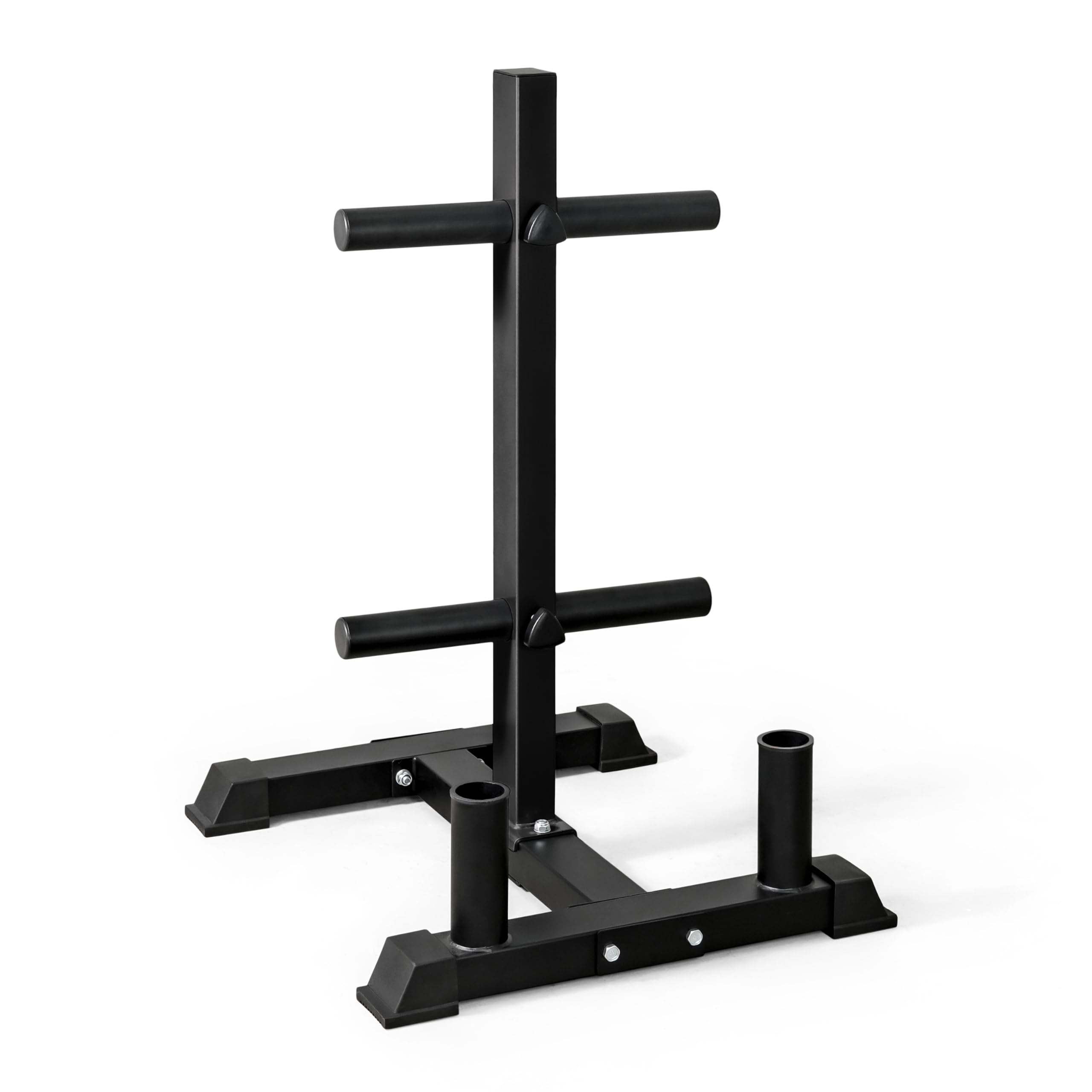 CAP Olympic Bumper Plate Tree Rack with 4 Weight Plate Posts & 2 Barbell Holders, Heavy-Duty Steel Weight Storage Rack for Home 