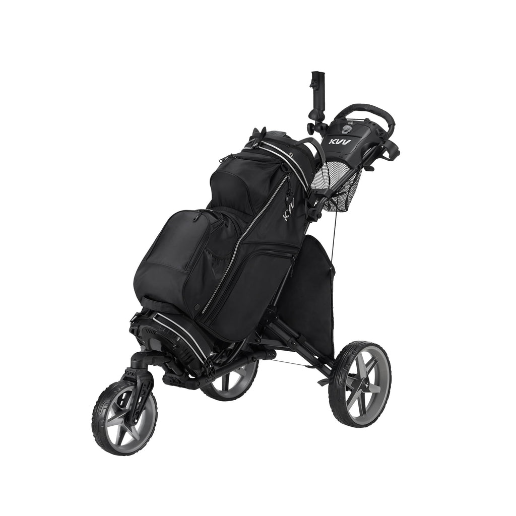 Kvv 3 Wheel 360 Rotating Front Wheel Foldable/Collapsible Golf Push Cart With Foot Brake Open And Close In One Second-Free Umbre