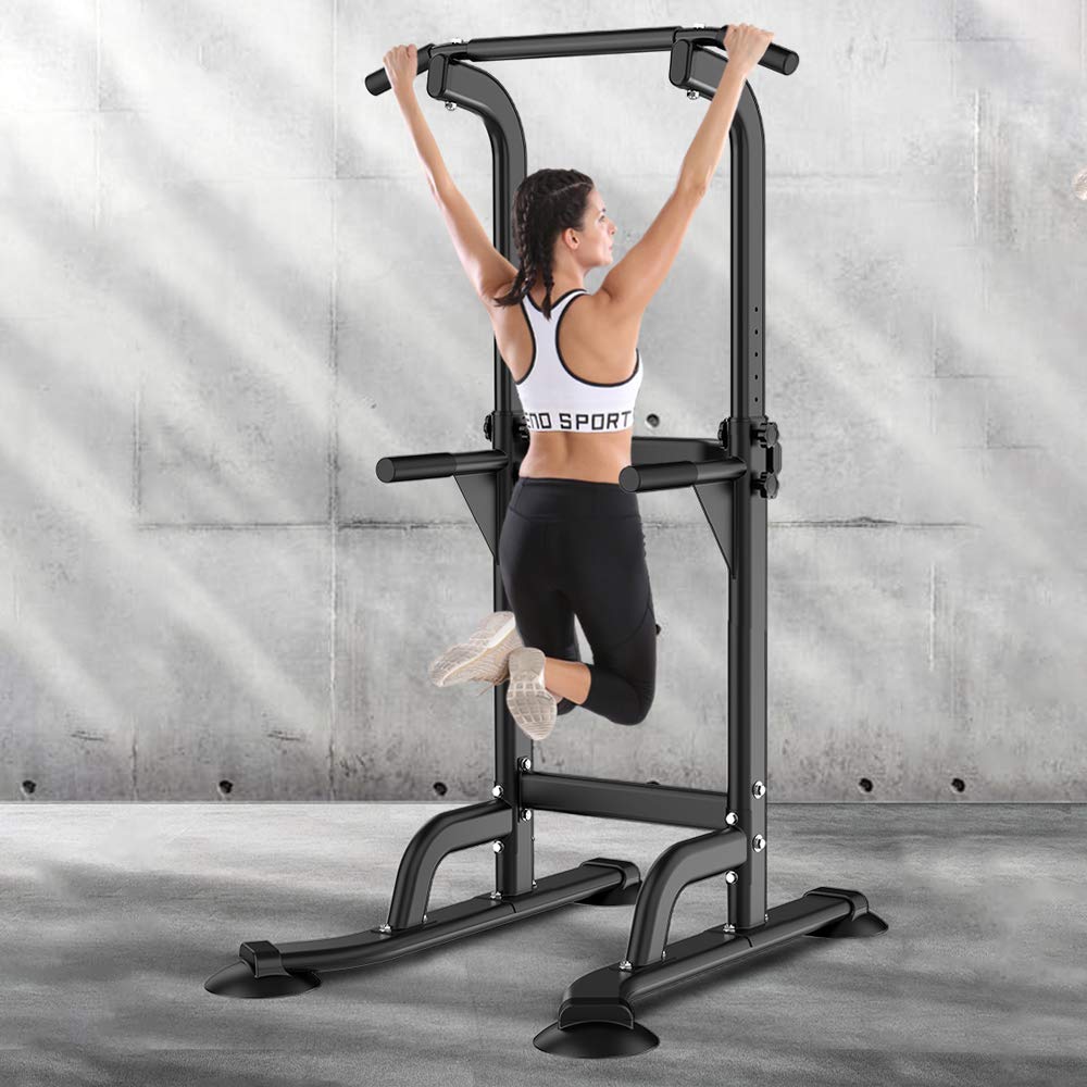 Sogespower Power Tower Dip Station Pull Up Bar For Home Gym Adjustable Height Strength Training Workout Equipment