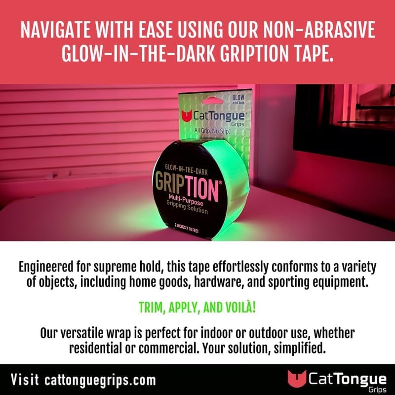 Cattongue Grips Non-Abrasive Grip Tape Roll Heavy Duty Non Slip Tape For Indoor & Outdoor Use, Customizable & Waterproof Anti Sl