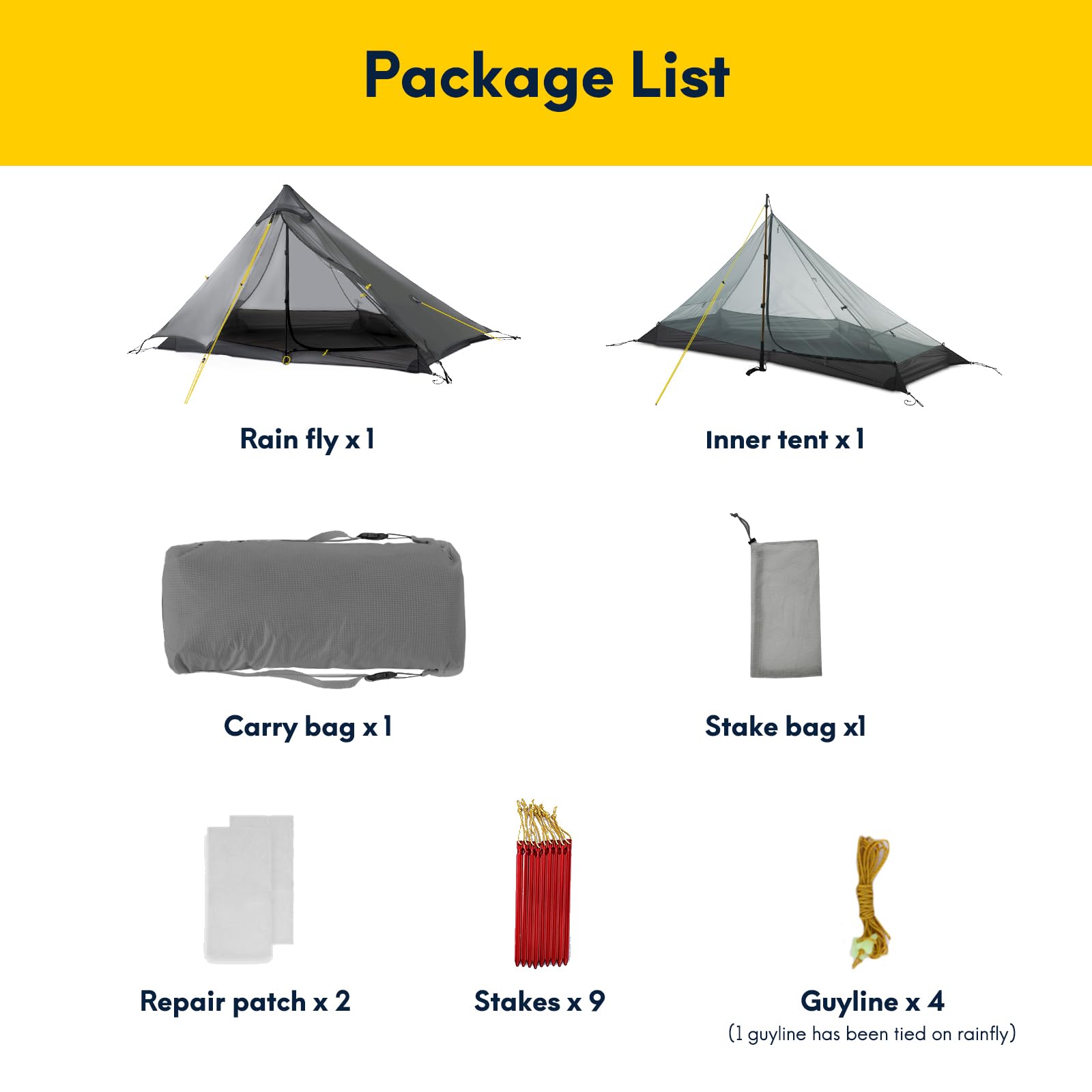 Lanshan Ultralight Tent 3-Season Waterproof Backpacking Tent For 1-Person Camping, Trekking, Climbing, Hiking, 1 Person, Dark Gr
