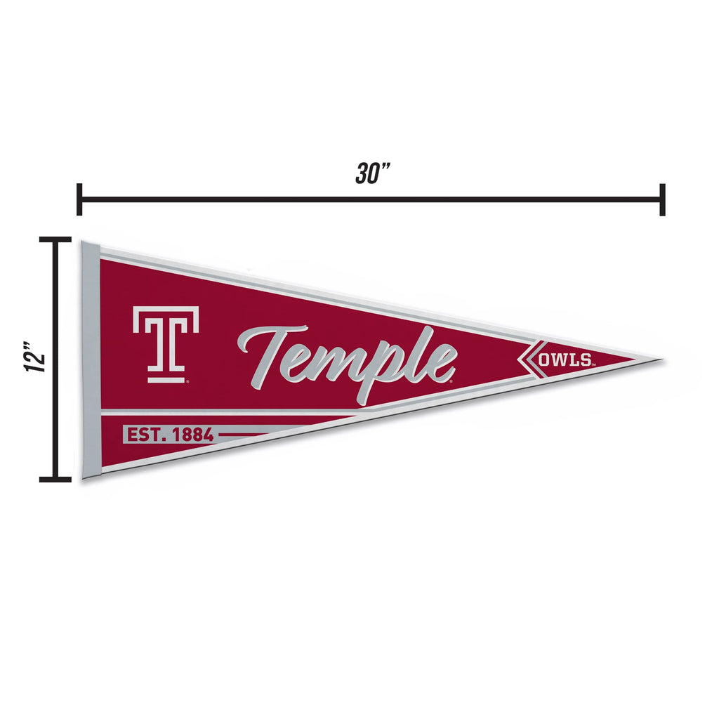 Rico Industries Ncaa Temple Owls Classic 12'' X 30'' Felt Wall D  Cor Pennant - Great For Home/Bed Room/Man Cave D  Cor