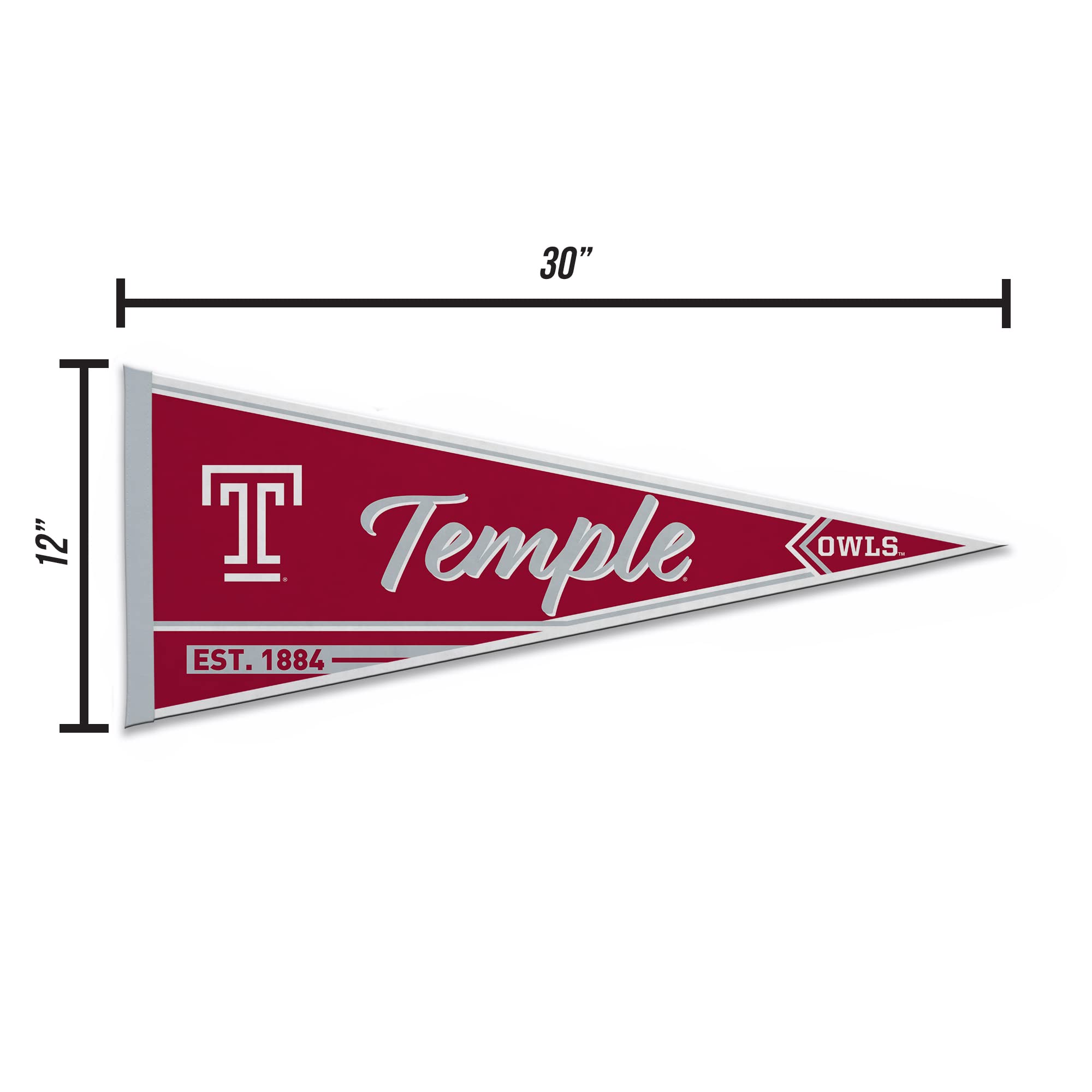 Rico Industries Ncaa Temple Owls Classic 12'' X 30'' Felt Wall D  Cor Pennant - Great For Home/Bed Room/Man Cave D  Cor