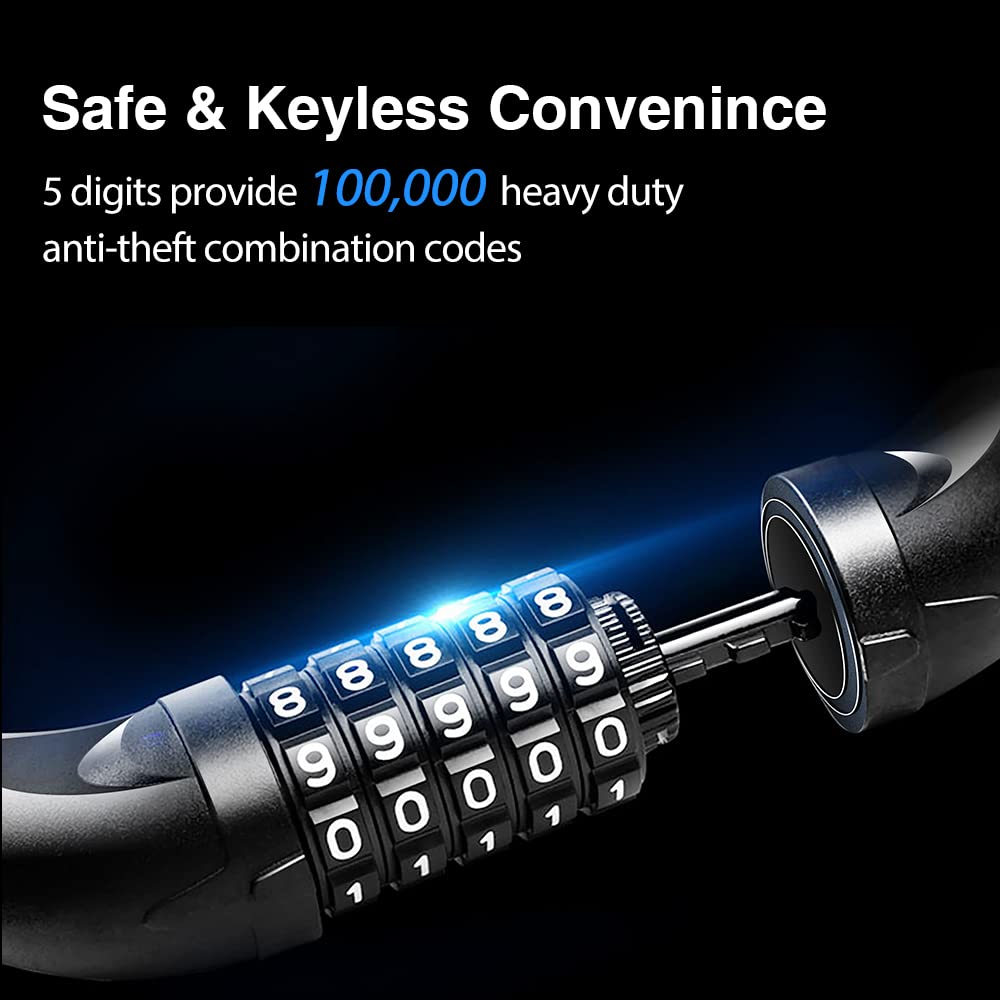 Ndakter Bike Chain Lock, 5-Digit Combination Anti-Theft Bicycle Lock, 32 Feet Long Security Resettable Bike Locks Heavy Duty For