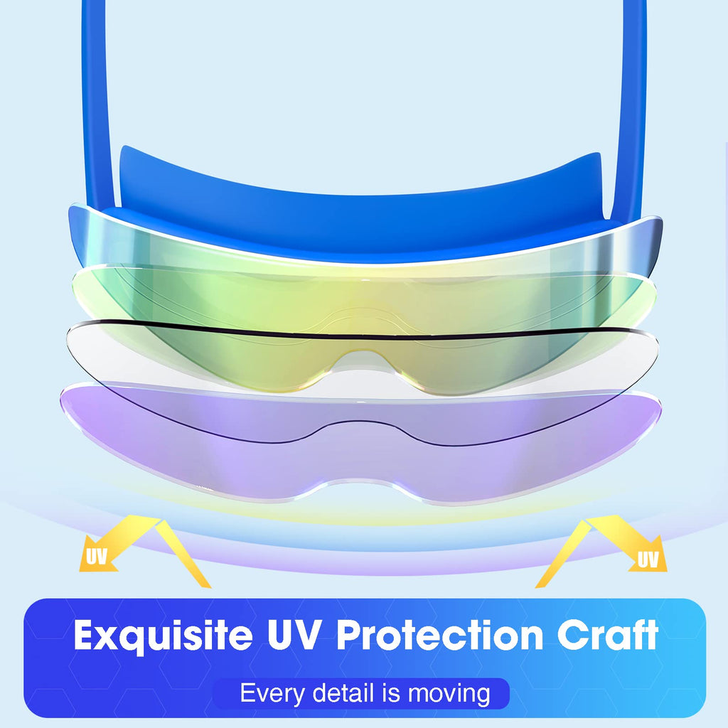 Mambaout Kids Swim Goggles For Age 6-12, 2-Pack Frameless Kids Goggles For Swimming, Anti-Fog, Waterproof, Boys & Girls