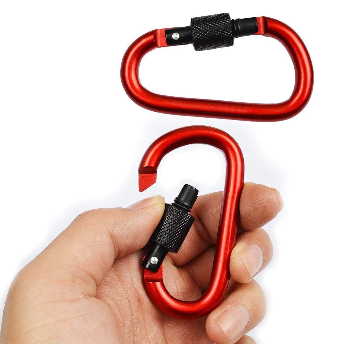 Onwon Aluminum Carabiner D-Ring Locking Key Security Camping Climbing Hiking Keychain (10 Pcs)