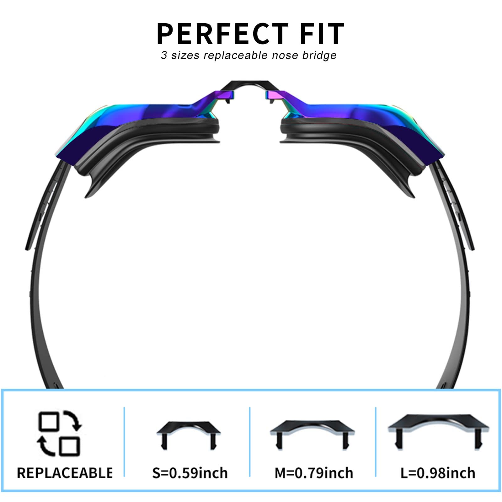 Aikotoo Adjustable Strap Nearsighted Swimming Goggles, Shortsighted Swim Goggles
