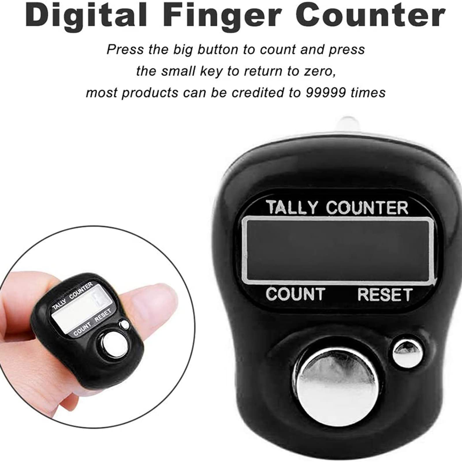 Electronic Finger Counter,4-Pack Case Resettable 5 Digit Lcd Electronic Digital Display Finger Hand Tally Counter Counting For G