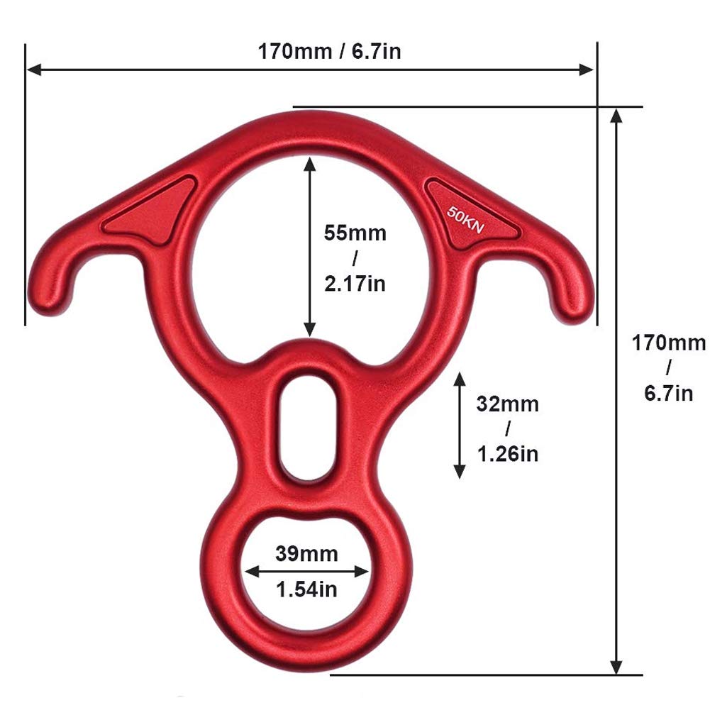 Aokwit 50Kn Rescue Figure, 8 Descender Large Bent-Ear Belaying And Rappelling Gear Belay Device Climbing For Rock Climbing Peak