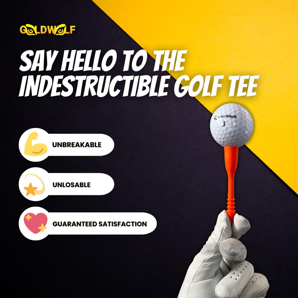 Goldwolf Designer Golf Tees: Grip The Ground, Do Not Fly, Unbreakable, Outlasting, Non-Littering, Non-Time-Wasting (2 Tulip & 2