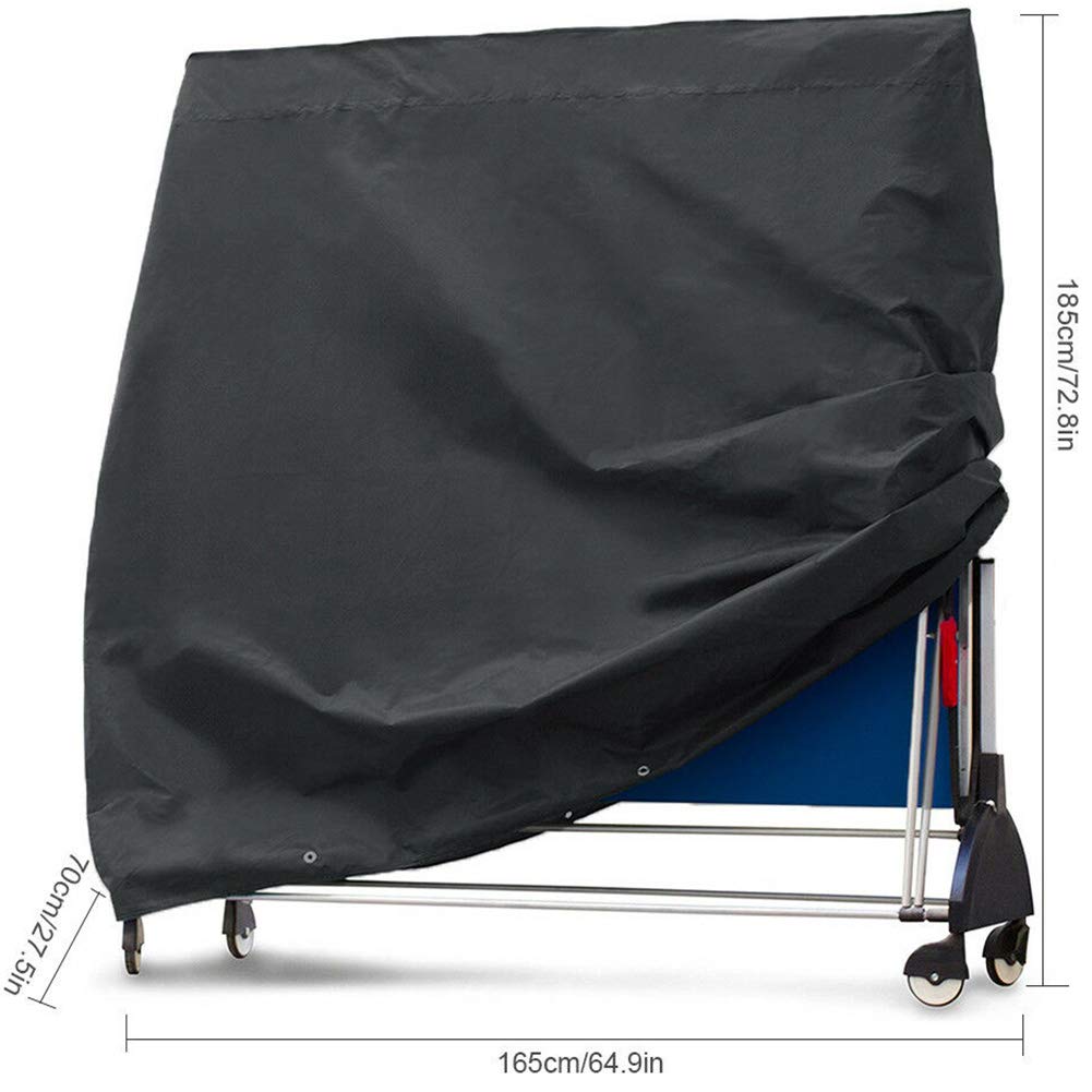 J&C Table Tennis Cover Upright 420D Ping Pong Table Cover, Black Full Uv Protected Table Tennis Cover Outdoor Waterproof Heavy D