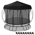 Outdoor Round Trampoline Cover (Tent Only)- 10 FT 12FT 14 Ft Trampoline Tent Sunshade Canopy, 600D Heavy-Duty Oxford Fabric with