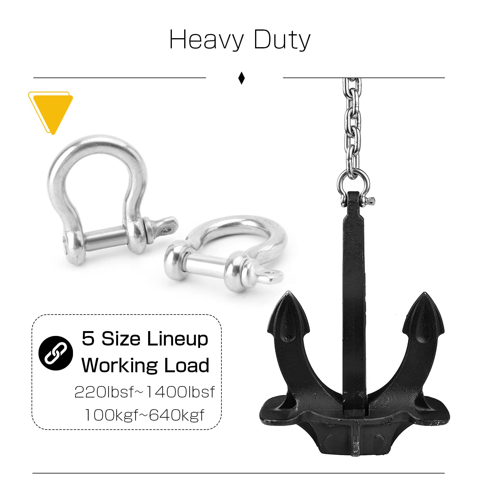 Amysports Heavy Duty Chain Shackle Stainless Lifting Load Pin Shackle Anchor Bow Marine Ring Shackles Steel Screw Outdoor M4 220