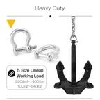 Amysports Heavy Duty Chain Shackle Stainless Lifting Load Pin Shackle Anchor Bow Marine Ring Shackles Steel Screw Outdoor M10 14