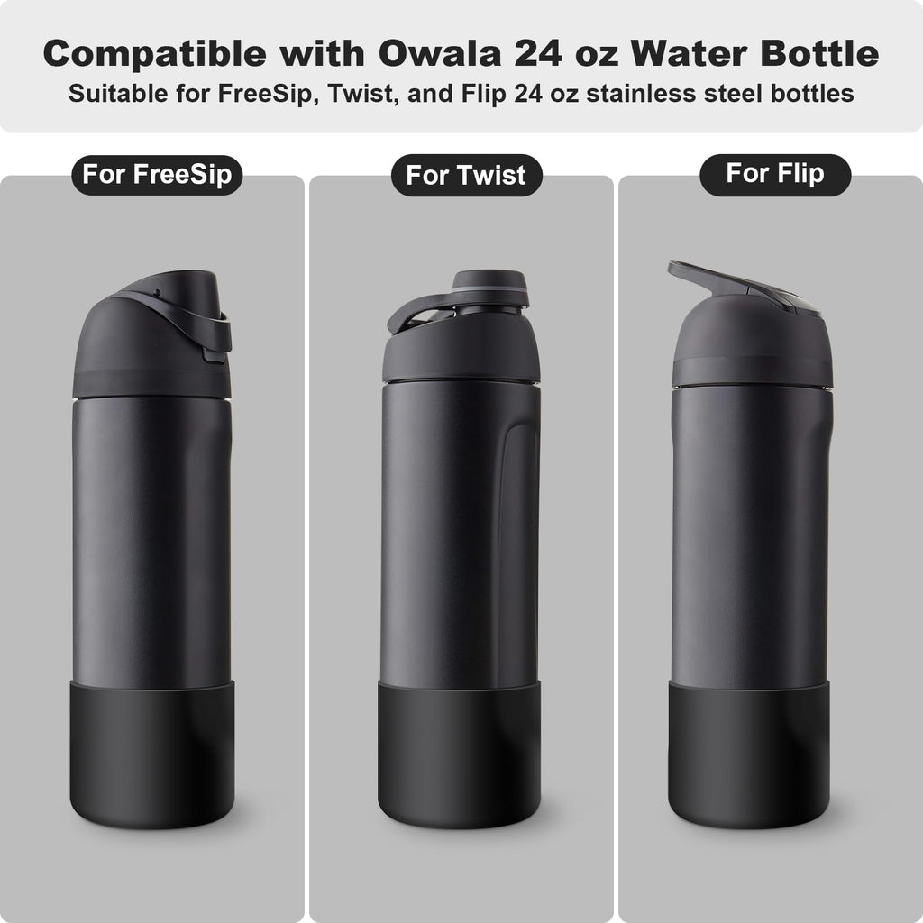 Alwenid 2PCS Silicone Water Bottle Boot for Owala 24oz, Anti-Slip Protective Sleeve Bottom Bumper Protector for FreeSip, Twist,