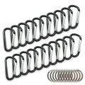 20PCS Mini 1.85/4.7CM Aluminum Carabiners with 10PCS Nickel Metal Key Rings Lightweight D Shape Keychain Clips Small Multipurpos