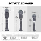 Scott Edward Steel Gray White Stripes Golf Club Covers Set Of 4 Double-Layer Yarn Knit Driver Head Cover*1 Fairway Head Covers*2