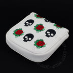 19Th Hole Custom Shop Skull And Rose High-Moi Mallet Putter Headcover, Heel Shaft, White, Golf Head Cover