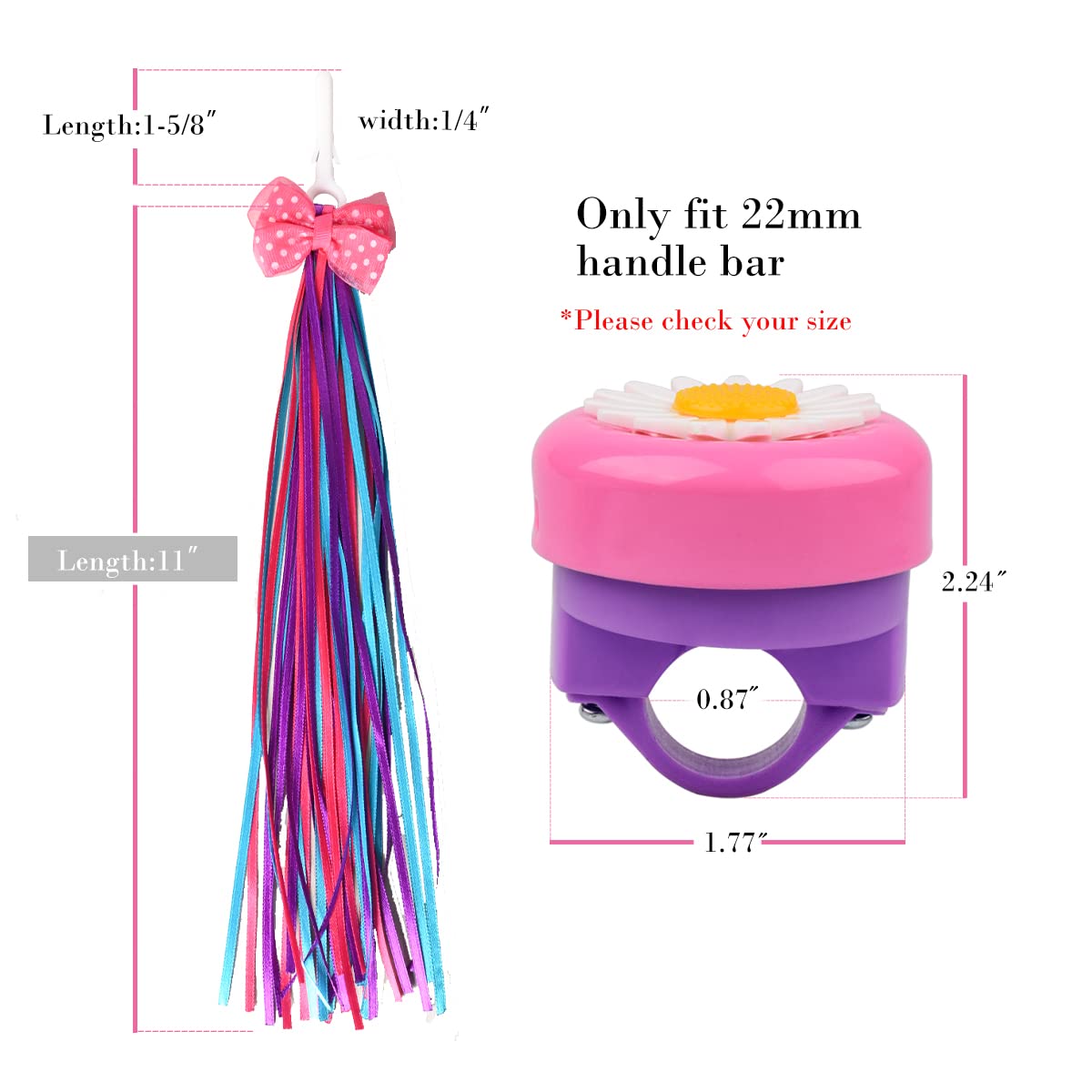 U-Lian Butterfly Kids Purple Streamers And Bike Bell For Girls