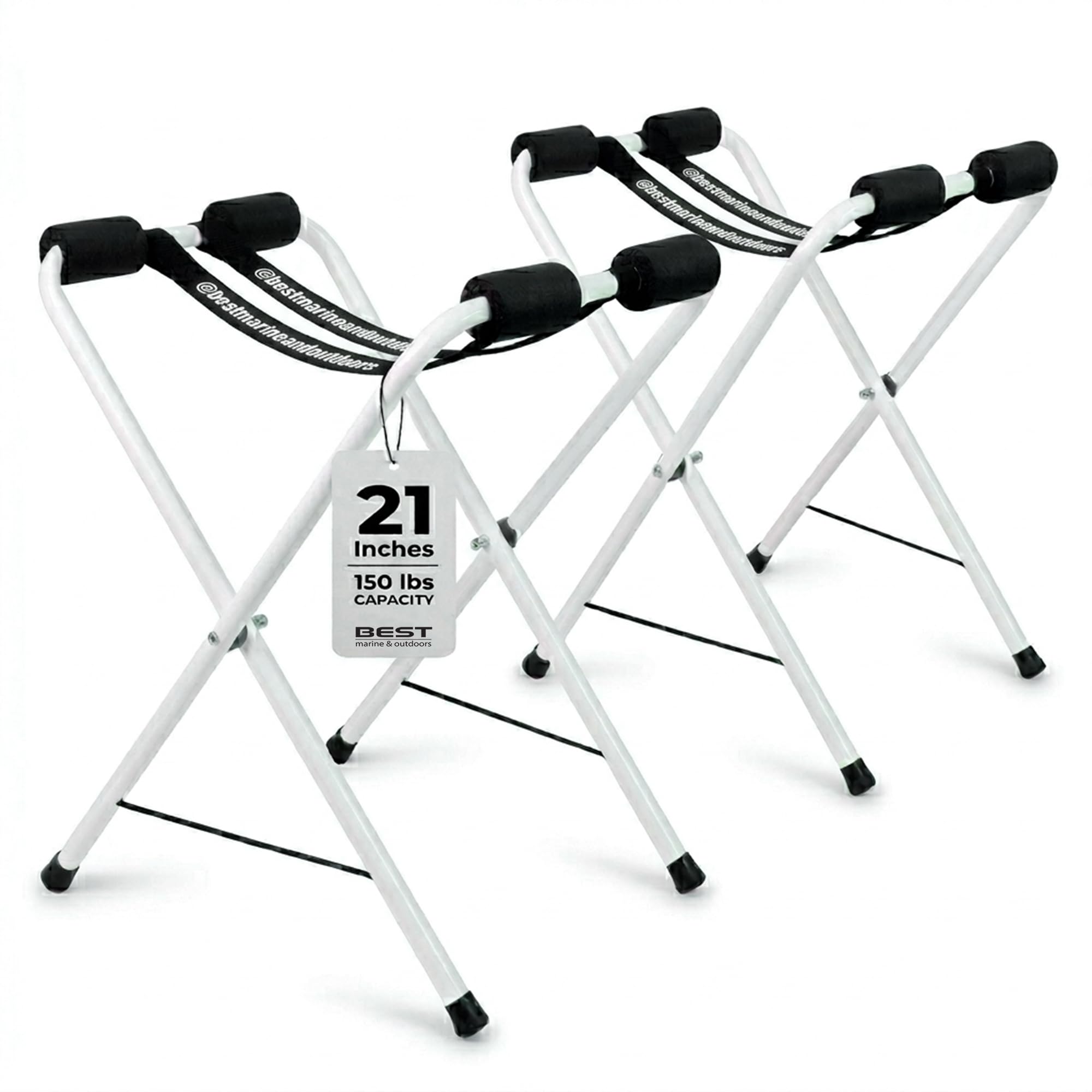Best Marine and Outdoors Folding Kayak Stands - 21 Tall, No Assembly, Heavy Duty Aluminum, Portable Kayak Storage Rack for Canoe