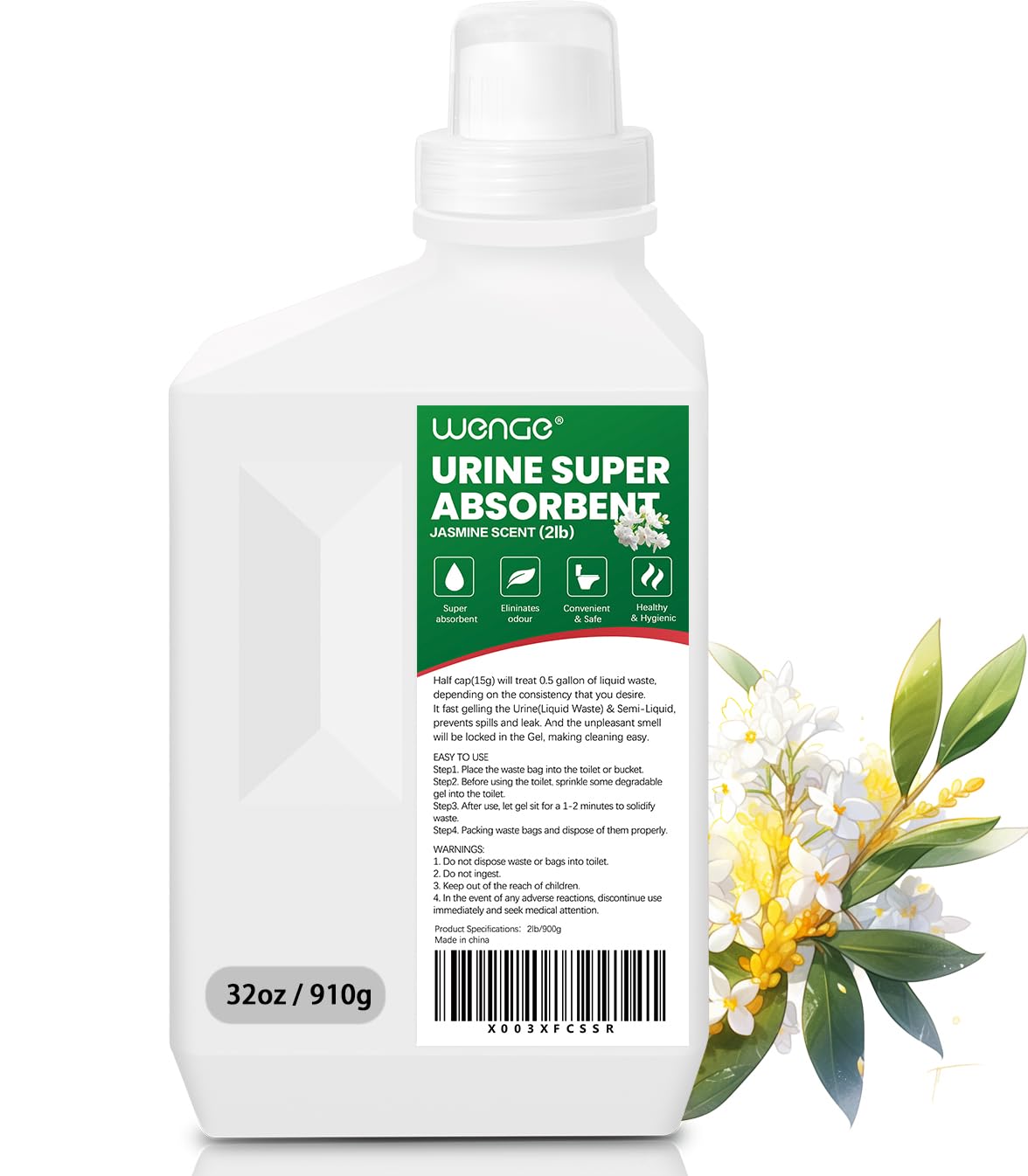 Wenge Urine Super Absorbent, Solidifier - 180 Use Poo Gel For Camping, Eco Absorbent Liquid Waste Gelling And Deodorizing Powder
