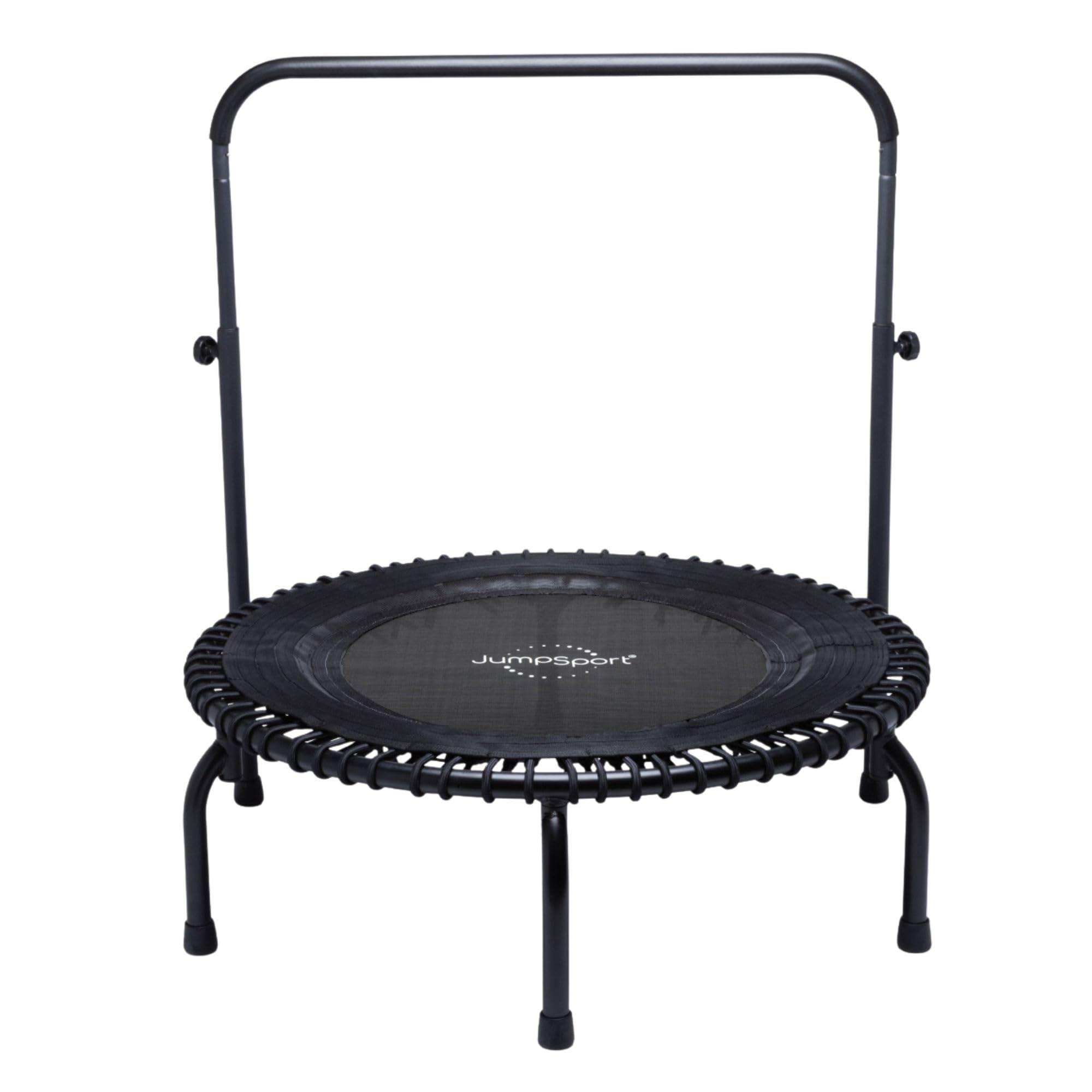 JumpSport 39 Fitness Trampoline and Handle Bar | Model 350i | Matte Black | Exercise Rebounder | 30 Adjustable Bungees | 275 lb 