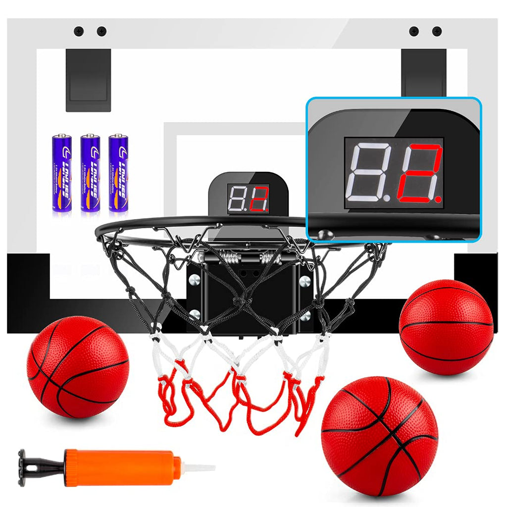 Treywell Indoor Basketball Hoop Fan Backboards For Teens And Adults Door Room Mini Hoop With Electronic Scoreboard, 3 Balls And 
