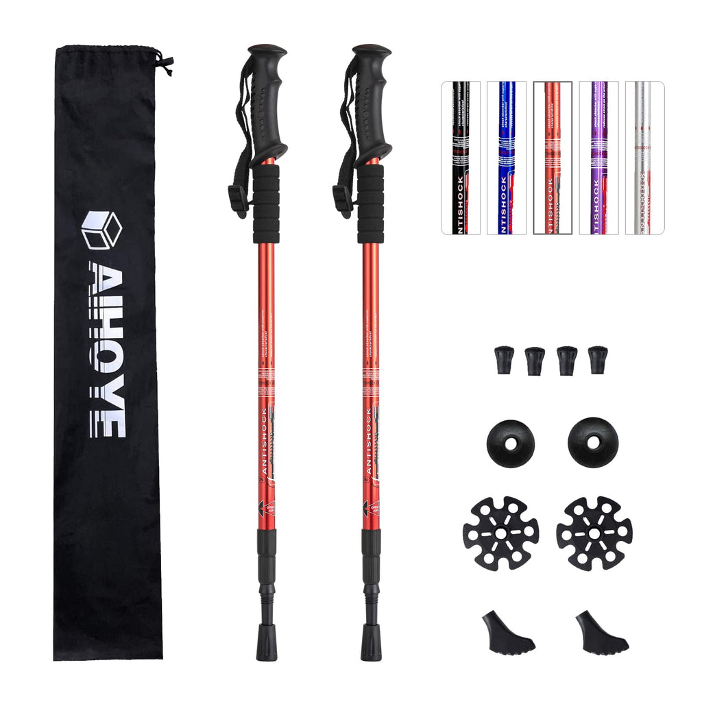 Aihoye Hiking Trekking Poles, 2 Pack Collapsible,Lightweight, Anti Shock, Hiking Or Walking Sticks,Adjustable Hiking Pole For Me