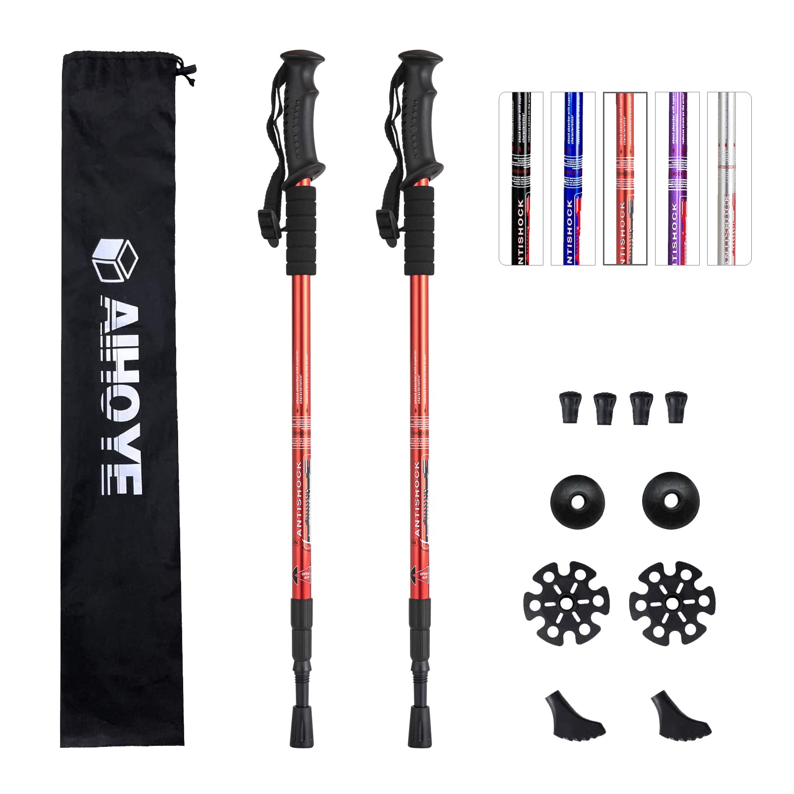 Aihoye Hiking Trekking Poles, 2 Pack Collapsible,Lightweight, Anti Shock, Hiking Or Walking Sticks,Adjustable Hiking Pole For Me