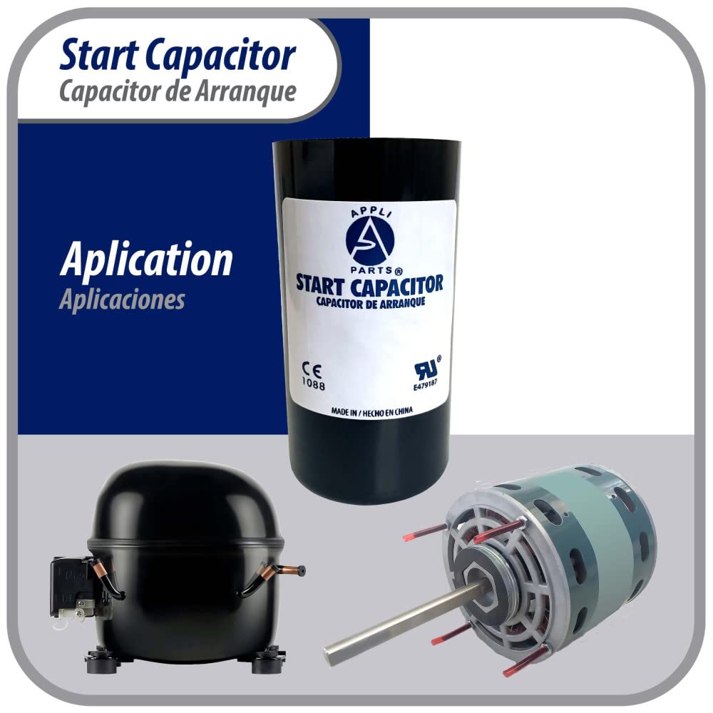 Appli Parts Motor Start Capacitor 200-240 Mfd (Microfarads) Uf 110-125 Vac Universal Fit For Electric Motor Applications 1-716 I