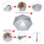 New-Vi Umbrella Hat, 25 Inch Hands Free Umbrella Cap For Adults And Kids, Fishing Golf Gardening Sunshade Outdoor Headwear (Silv
